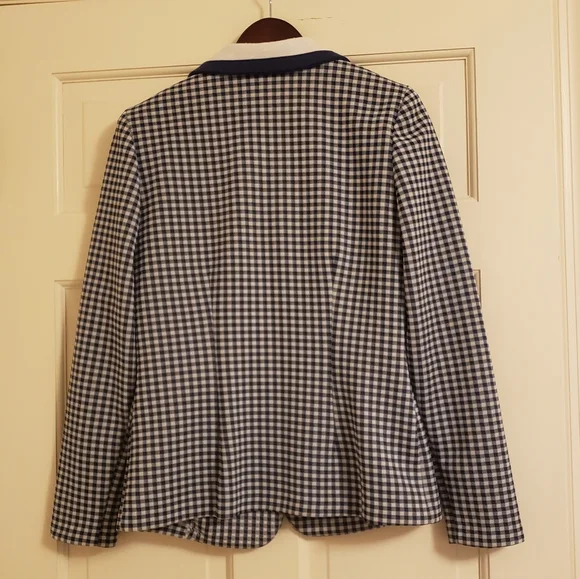 Pablo Collection navy blue and white skirt jacket set, 10 - Picture 6 of 10
